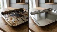 Spálený plech na pečení září jako nový: používám cenově dostupnou směs pro rychlé čištění